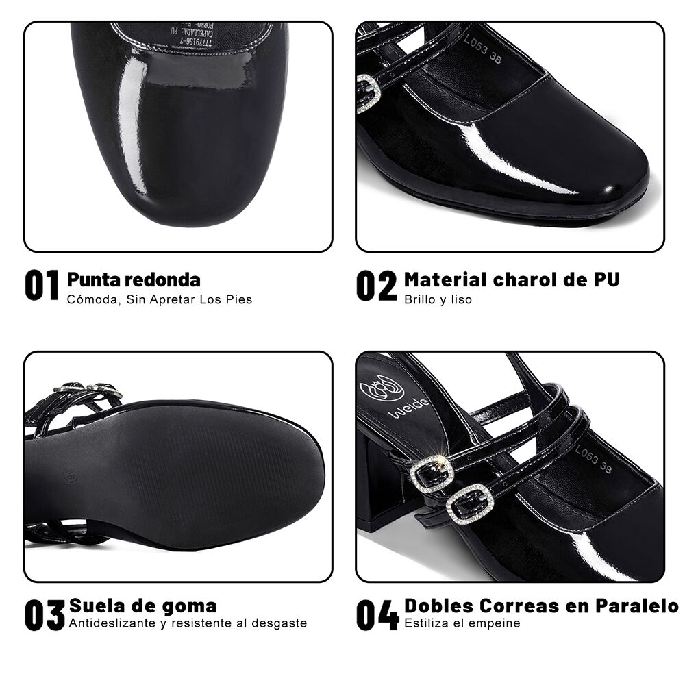 Zapato Taco Talón Descubierto Elegante Mujer Weide Yl053 image number 6.0