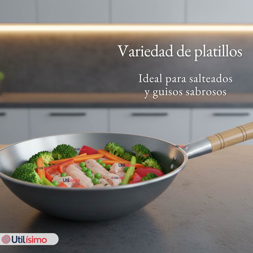 Sart&eacute;n Wok Tradicional Chino De 37cm Acero Al Carbono image number 5.0