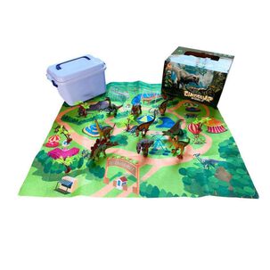 Juguete Set Dinosaurios 28pzas Con Mat 80x70cm Caja Infantil