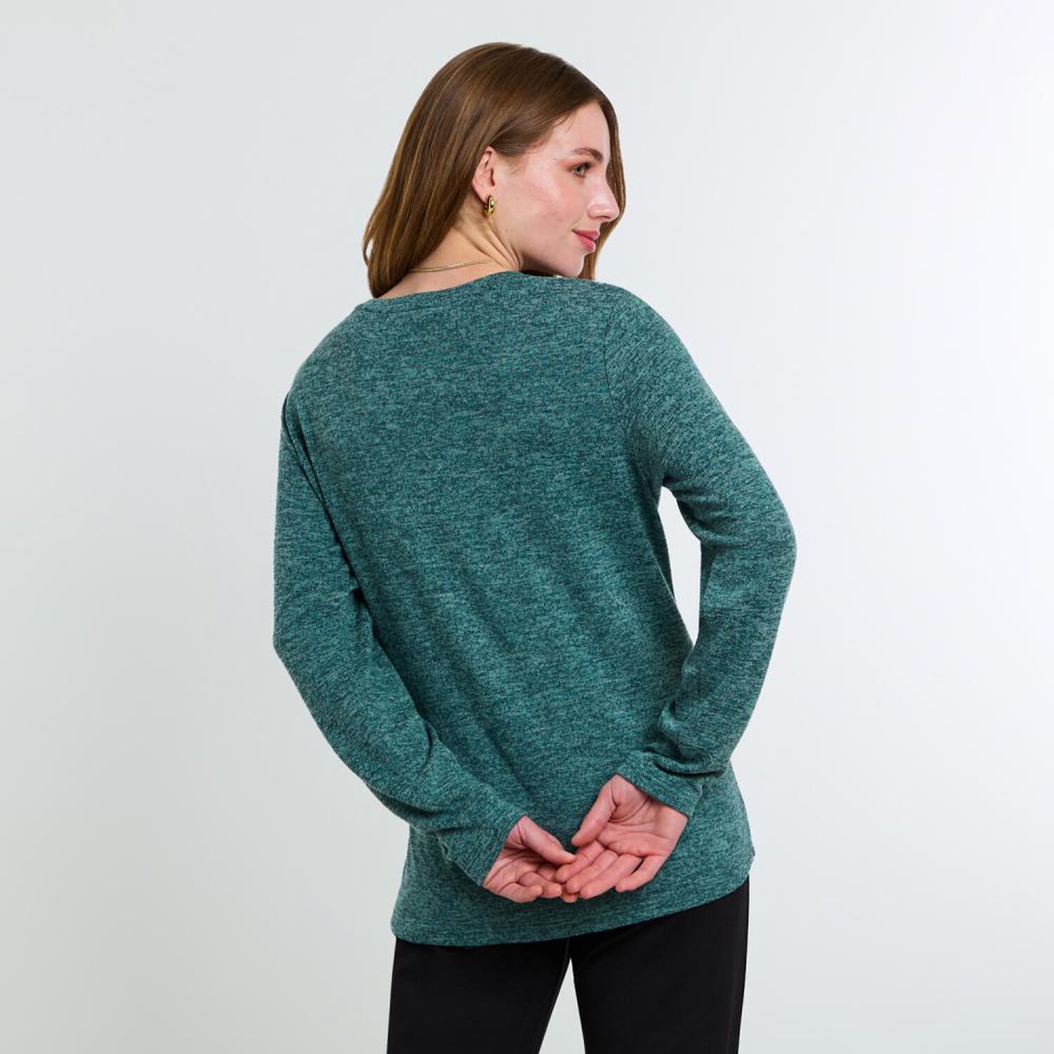 Sweater Melange Manga Larga Cuello Redondo Mujer Lesage image number 3.0
