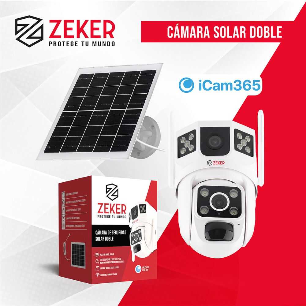 Camara De Seguridad Solar Vigilancia Exterior Doble Zeker image number 7.0