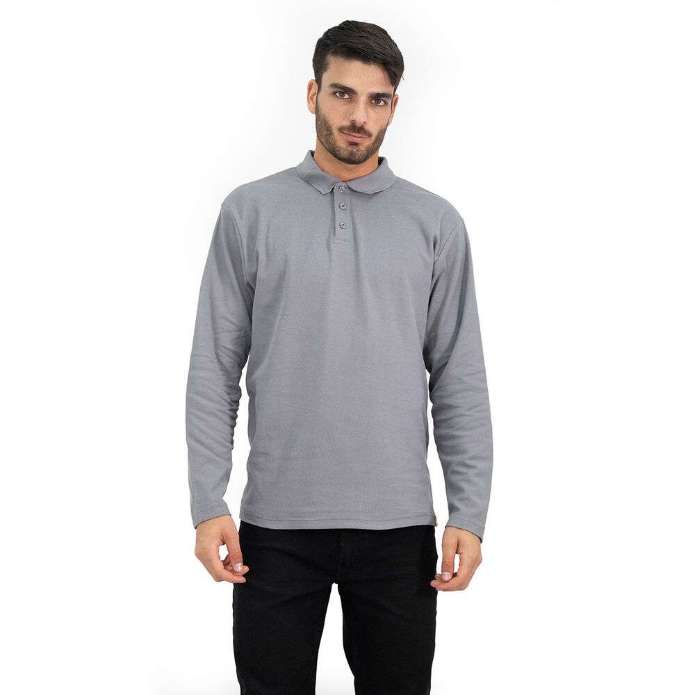 Polera Pique Quebec Manga Larga Gris Hombre image number 0.0