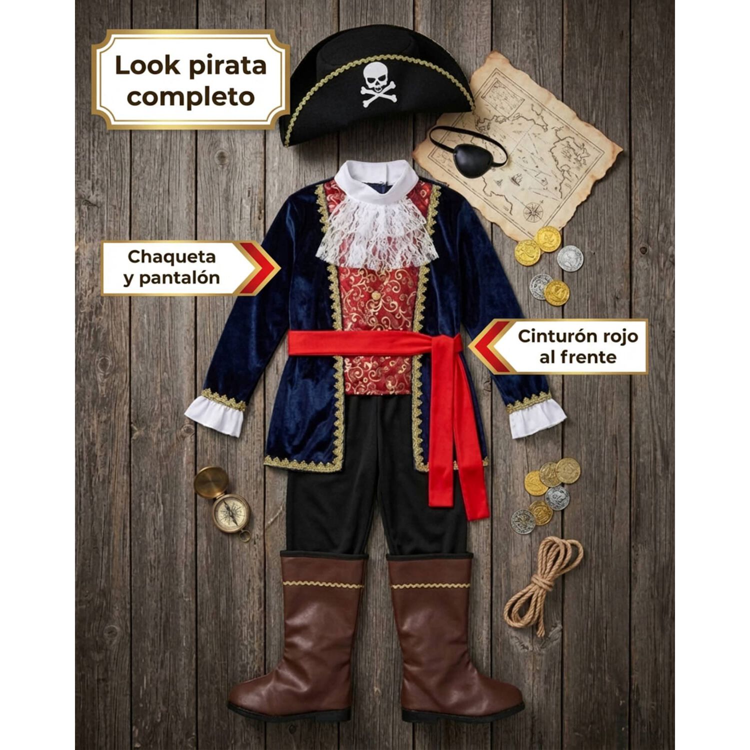 Disfraz Cosplay Pirata Corsario Piratas Infantiles Todos Ni&ntilde;o image number 16.0