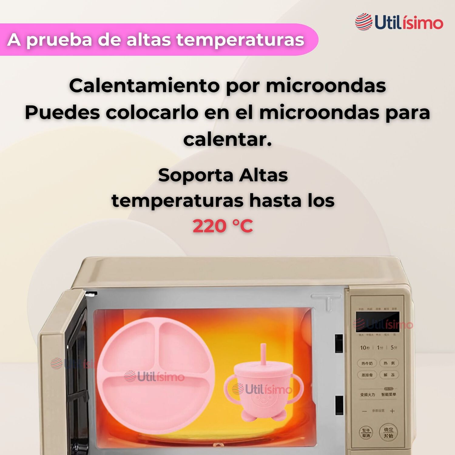 Set De Alimentaci&oacute;n Beb&eacute; Silicona Con Vaso 5 Piezas Libre Bpa Color Rosa Claro image number 3.0