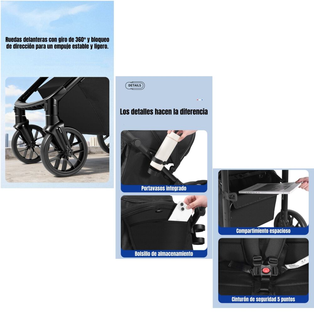 Coche De Paseo Con Posa Vaso 4 A&ntilde;os Iron Negro Lubabycas image number 7.0