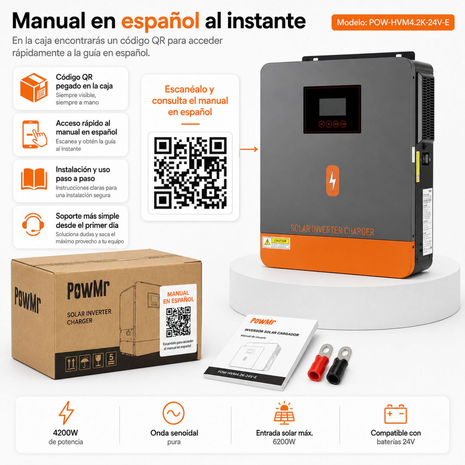 Inversor Solar H&iacute;brido Powmr 4200w 24v Funciona Sin Bater&iacute;as image number 8.0