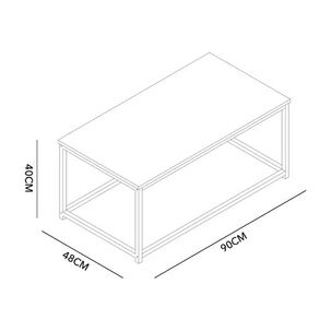 Mesa De Centro Sky Rectangular 90cm Elgante Mdf Natural Base Metalica
