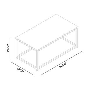 Mesa De Centro Sky Rectangular 90cm Elgante Mdf Natural Base Metalica