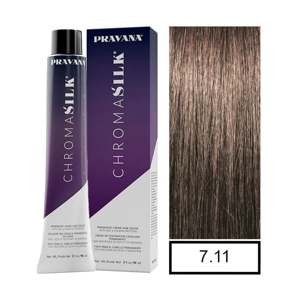 Pravana - Tintura Permanente Chromasilk Rubio Cenizo Intenso 7.11 90ml + Oxidante image number 0.0