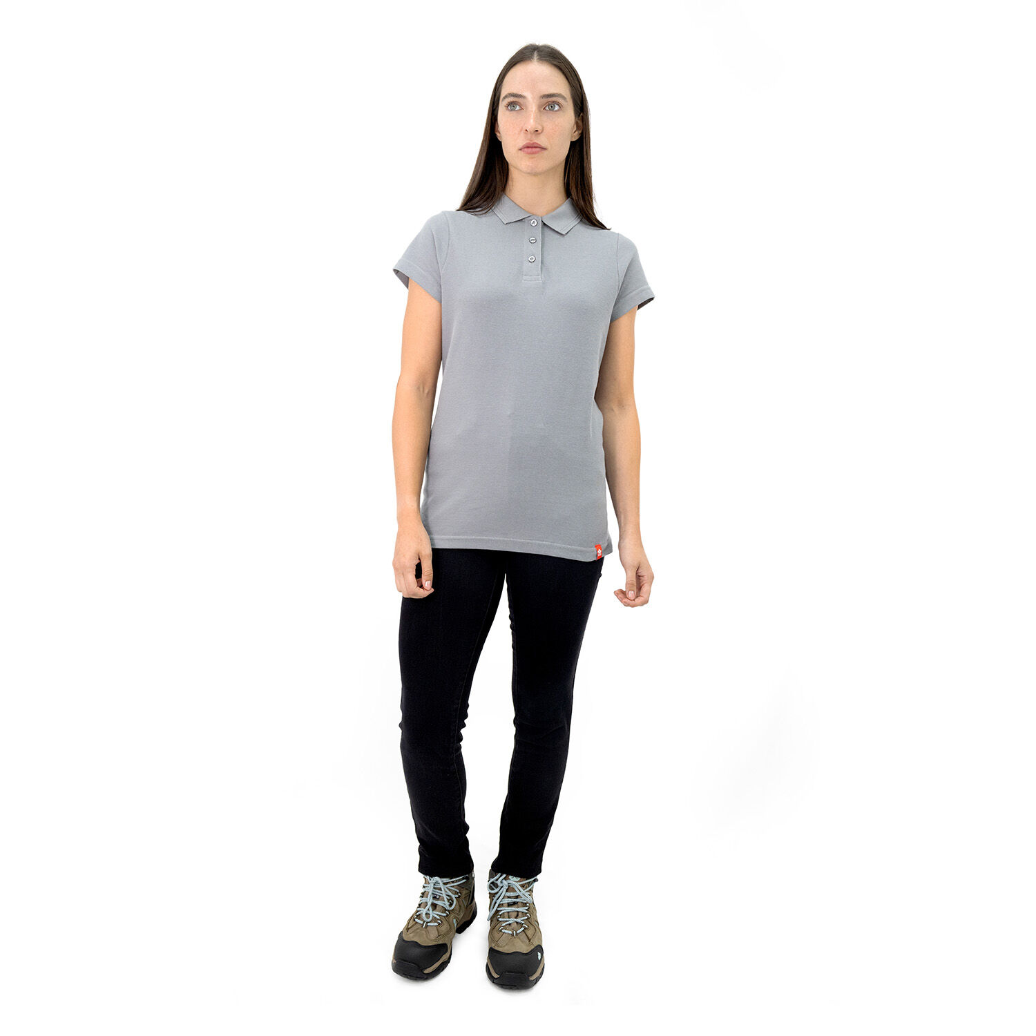 Polera Pique Quebec Manga Corta Gris Mujer image number 4.0