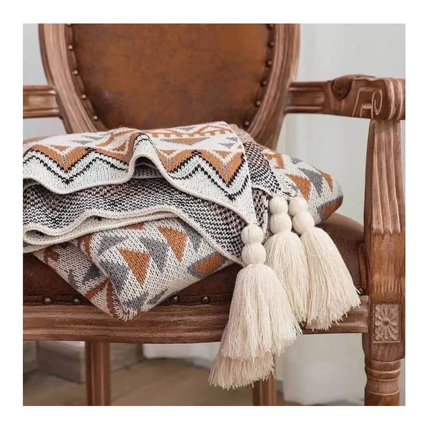 Manta Decorativa Tejida Para Sillon Piecera Cama Bohemia image number 1.0