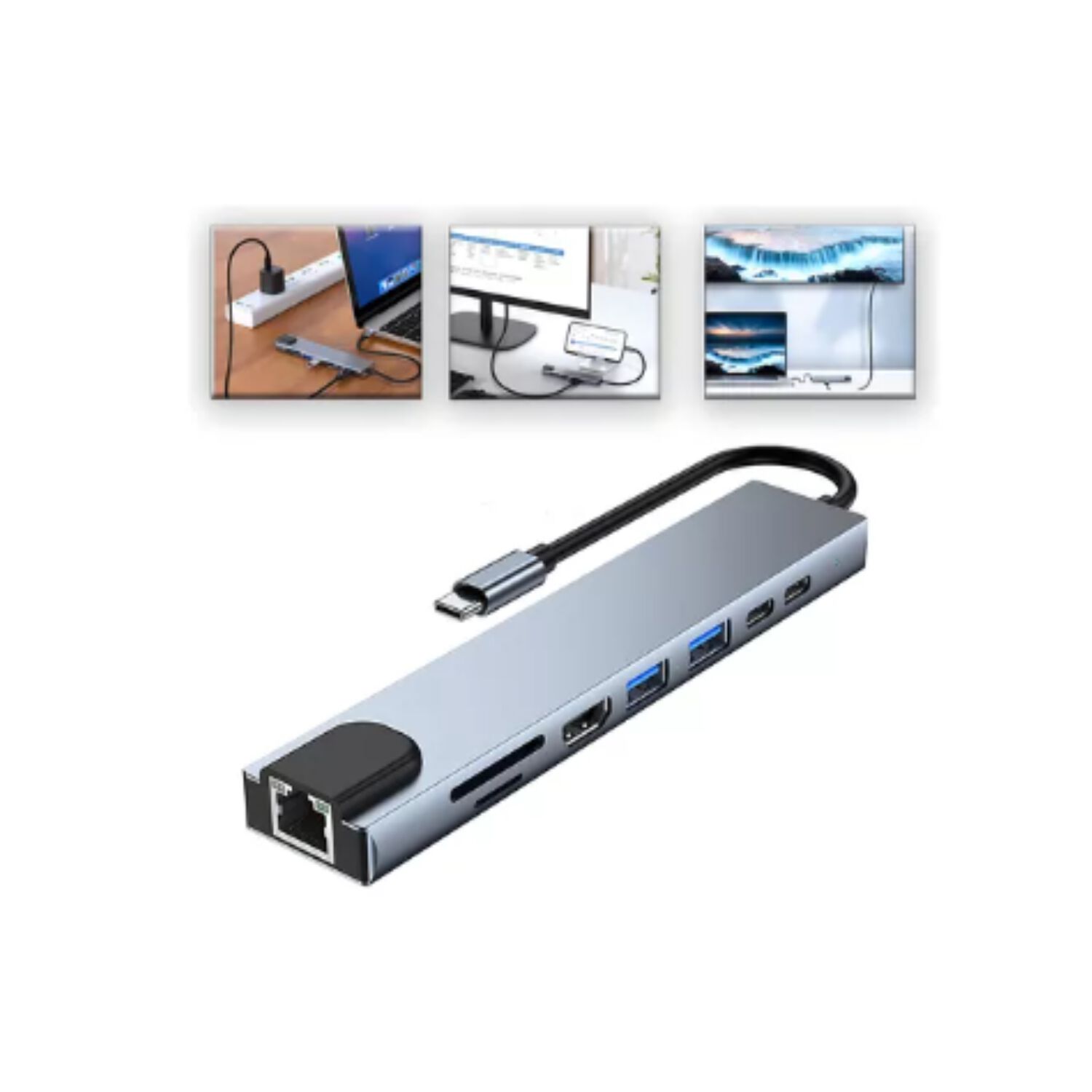 Adaptador Hub Para Macbook Air M1 M2 8 En 1 Usb-c Hdmi 4k image number 6.0
