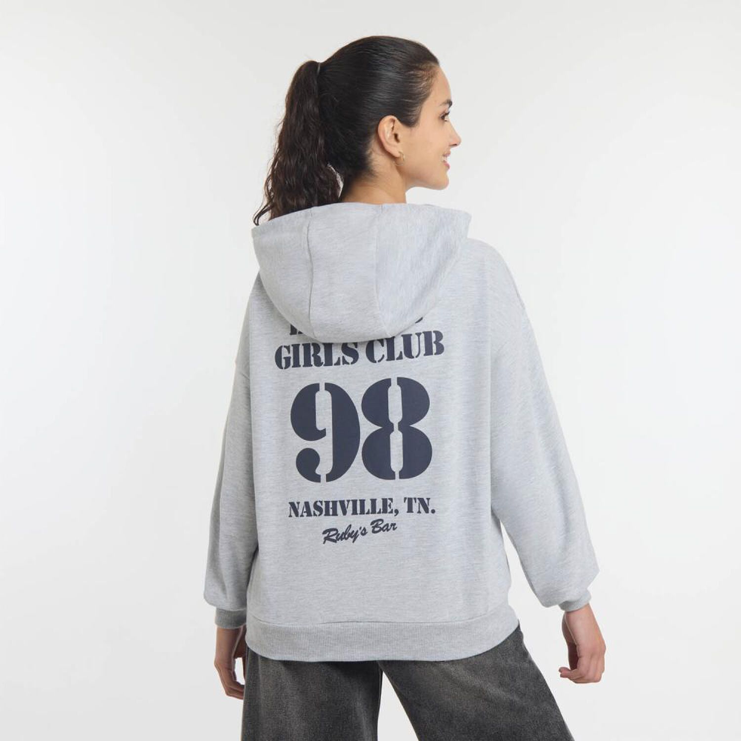 Poler&oacute;n Hoodie Estampado En Espalda Cuello Redondo Con Capucha Mujer Freedom image number 3.0