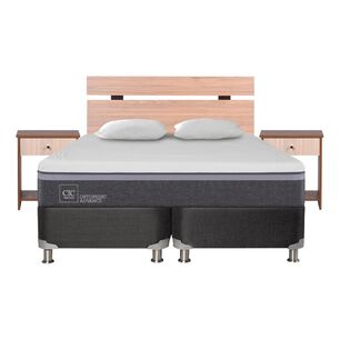 Box Spring Cic Ortopedic B5. / 2 Plazas / Base Dividida + Set De Maderas + Almohada