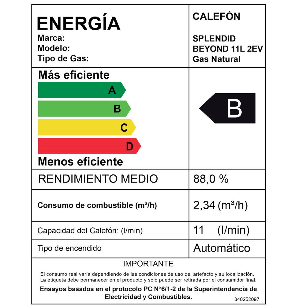 Calefont 11 Litros Gas Natural Tiro Natural Splendid image number 6.0
