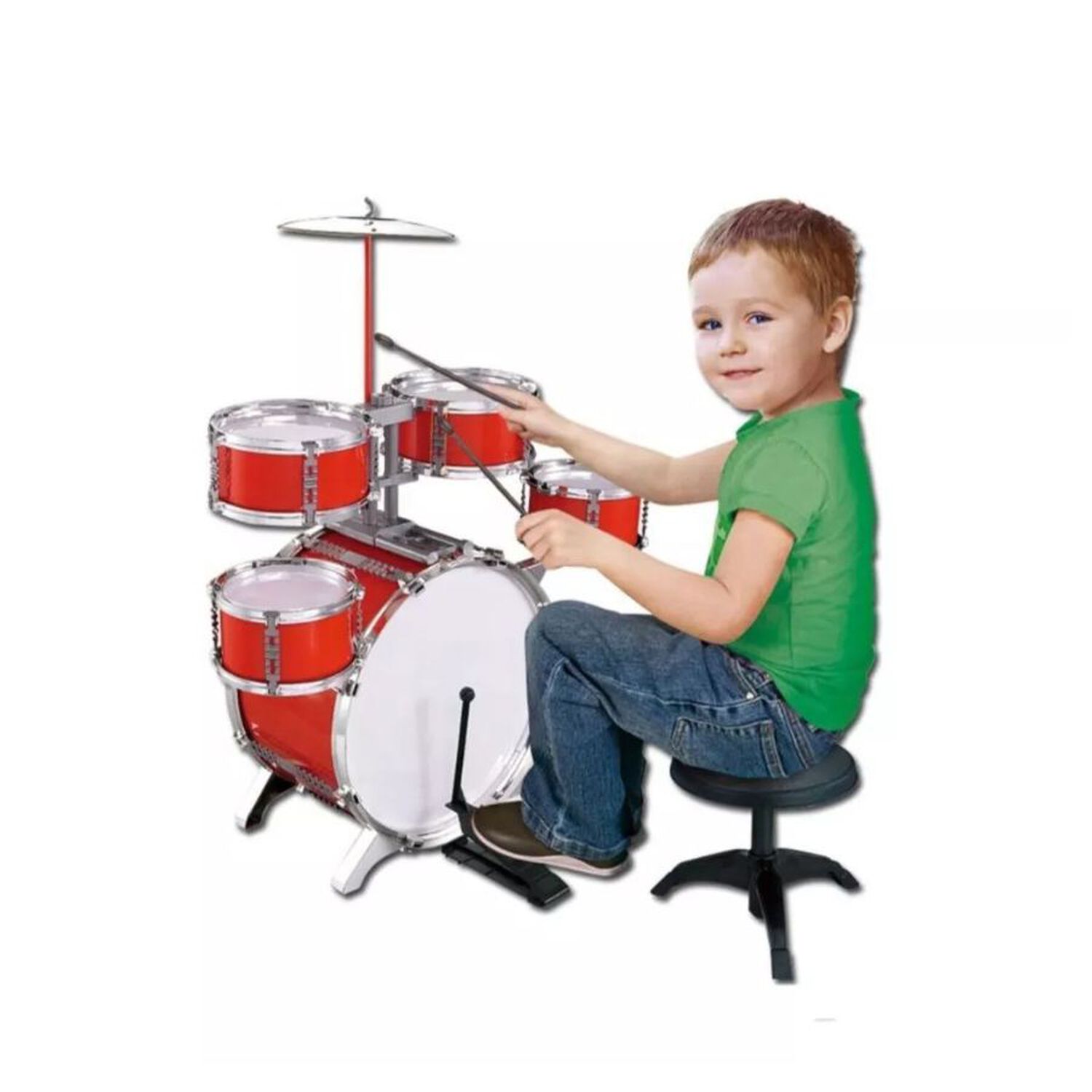 Bater&iacute;a Jazz Drum Juguete Ni&ntilde;os 5 Tambores Platillo Pedal 3+ image number 3.0