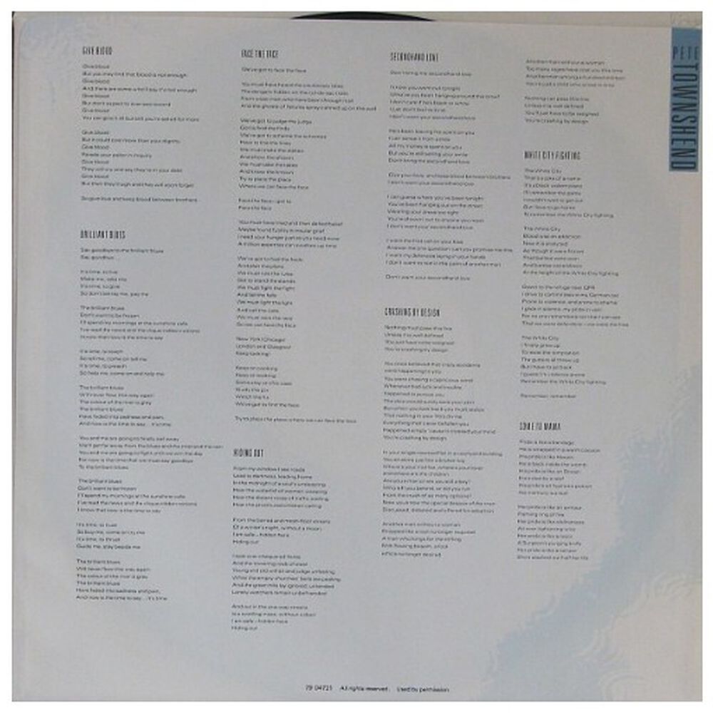 Pete Townshend - White City | Vinilo Usado image number 3.0