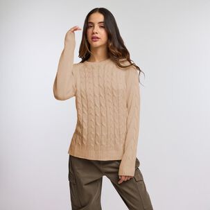 Sweater Trenzado Manga Larga Cuello Redondo Mujer Freedom
