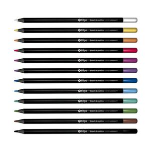 L&aacute;pices Colores De Madera Black & White / Estuche 12 Surtido