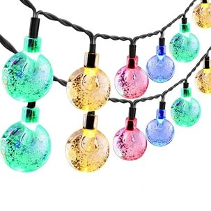 Guirnalda Solar Gotitas Rgb 50 Led Decoracion Jardin 6 Metros