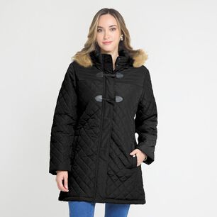 Parka Montgomery Regular Cuello Alto Con Capucha Con Pelos Mujer Lesage