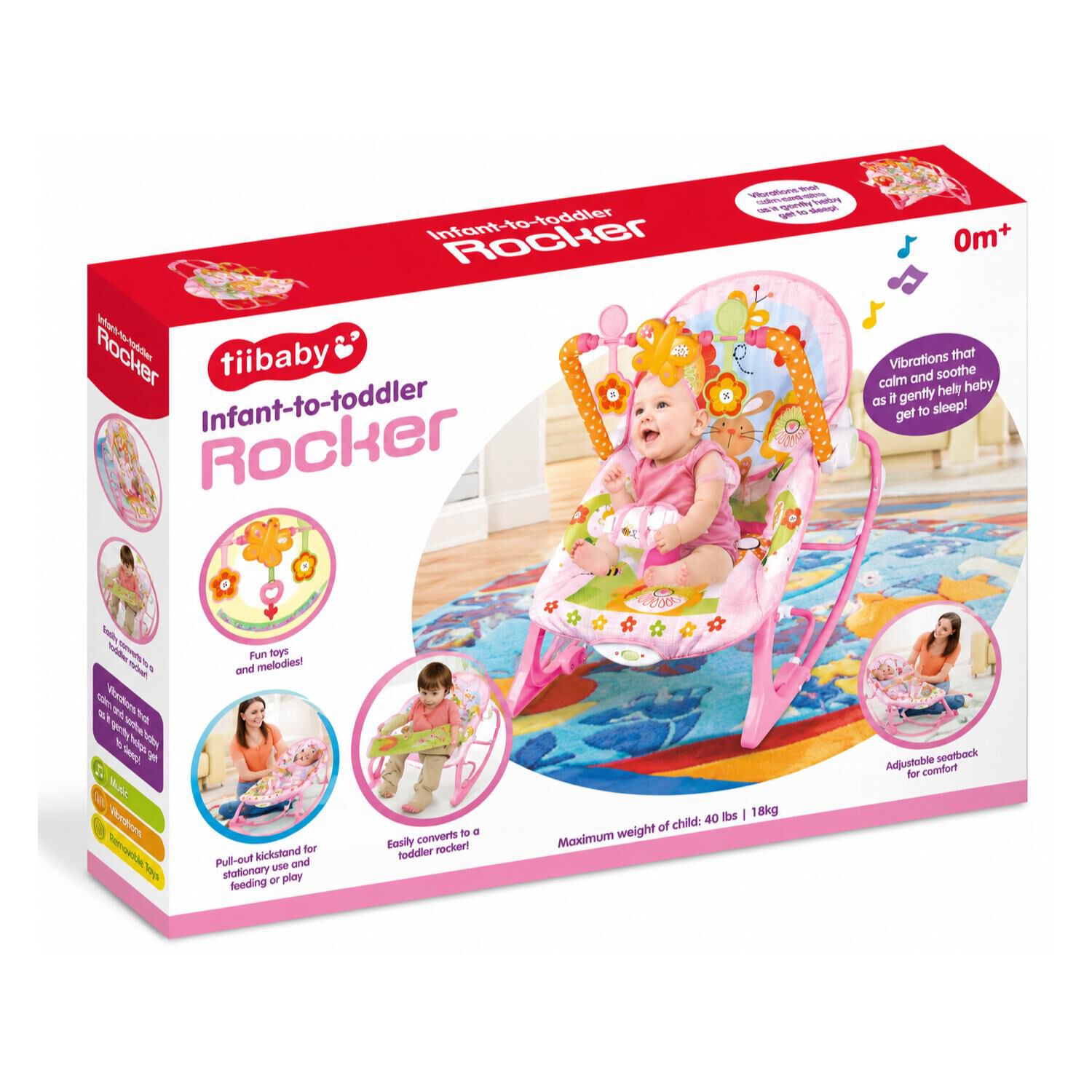 Silla Mecedora Didactica Con Sonidos Y Vibracion Rosado Infantil image number 4.0