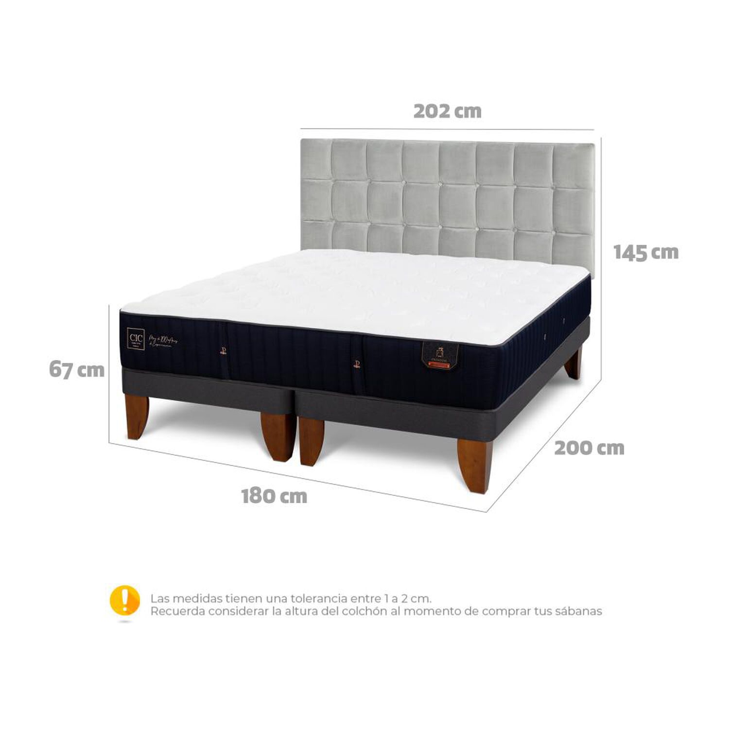 Cama Europea Cic Premium / King / Base Dividida + Respaldo image number 5.0