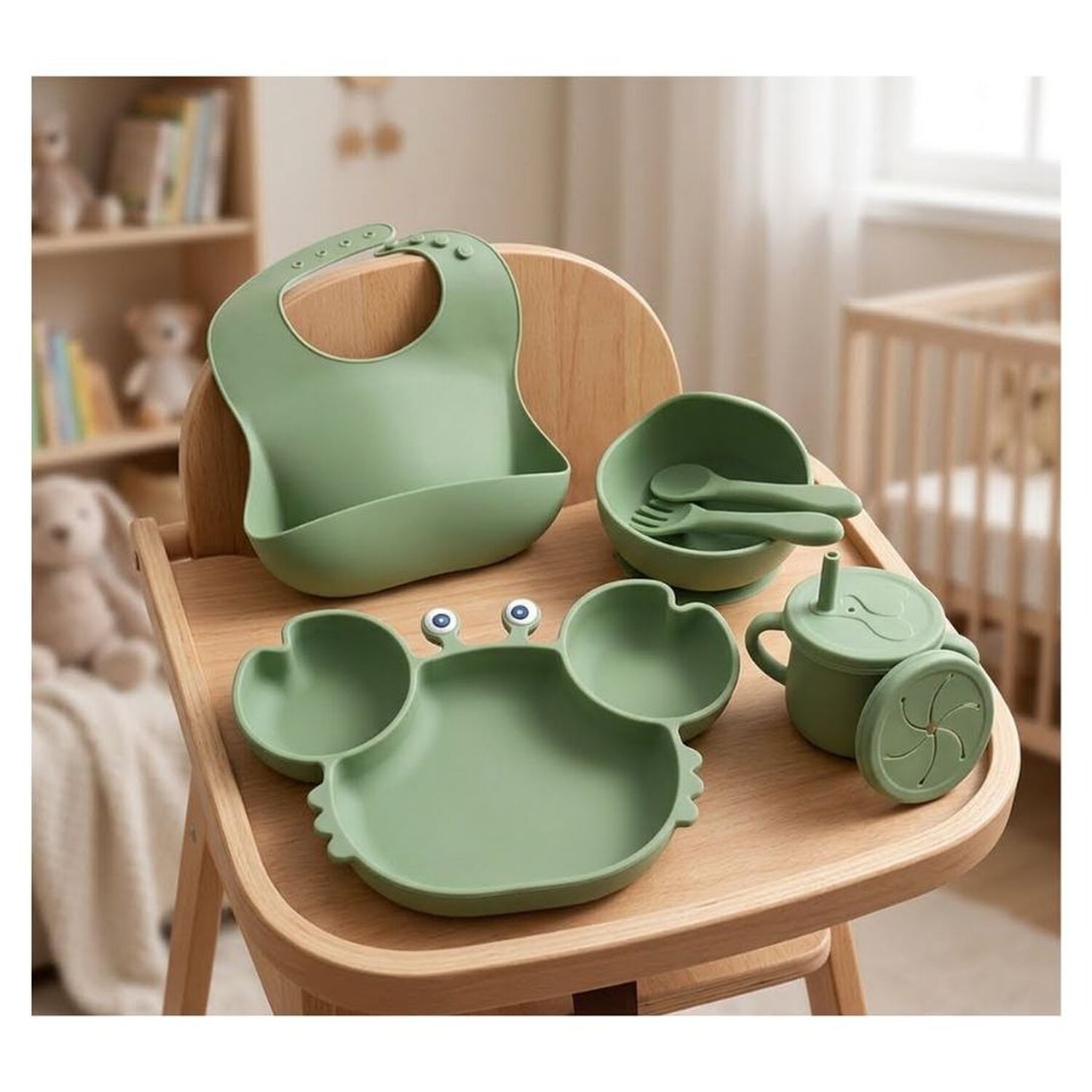 Set Alimentacion Bebe Silicona Plato Cangrejo image number 3.0