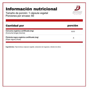 Turmeric C&uacute;rcuma + Black Pepper 60 C&aacute;psulas