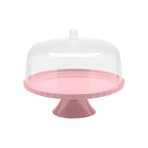 Porta Torta Con Pedestal Rosado 30 Cm