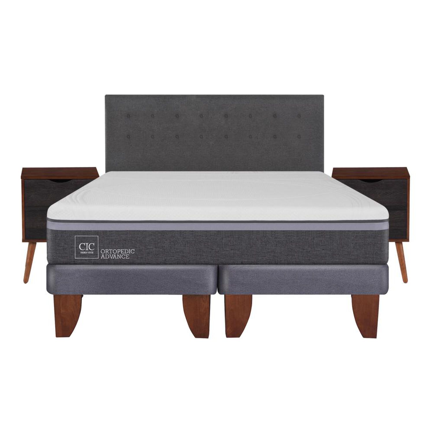 Cama Europea Cic Ortopedic Advanced / King / Base Dividida  + Set De Maderas image number 0.0