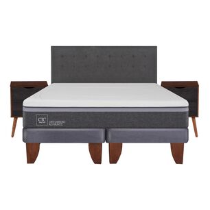 Cama Europea Cic Ortopedic Advanced / King / Base Dividida  + Set De Maderas