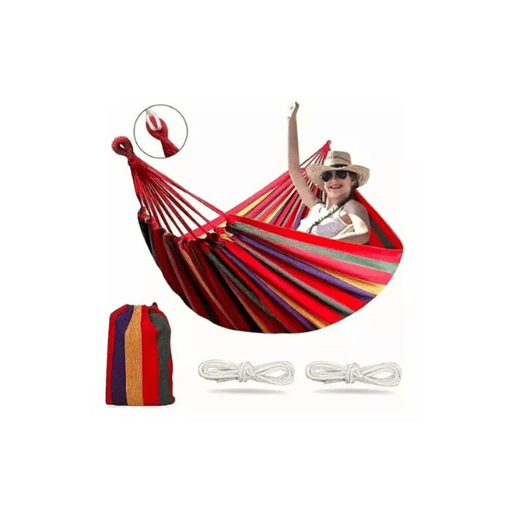 Hamaca De Algodon Jardin Camping Hogar Portatil 70x175 Cm image number 3.0