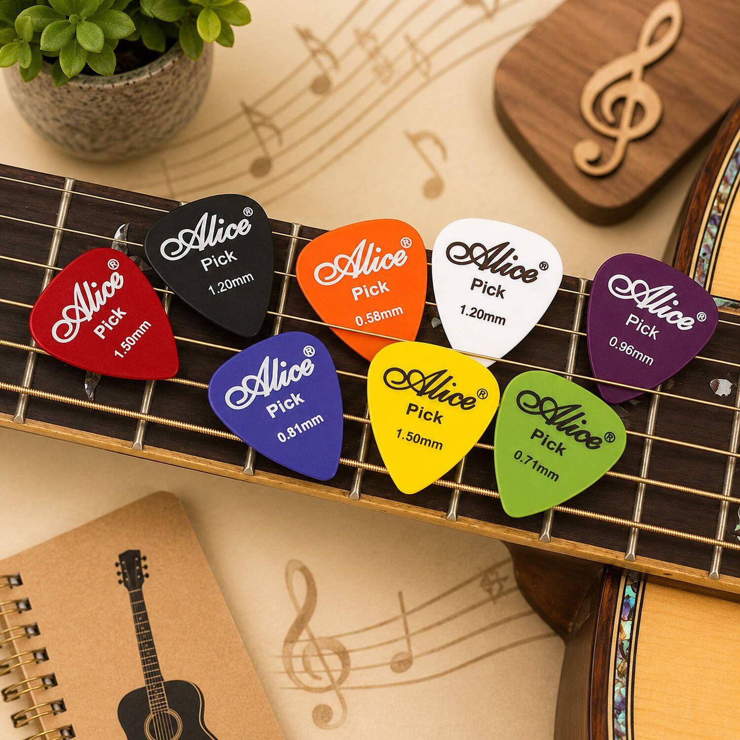 Set 50 U&ntilde;etas Guitarra Multicolor Con Organizador Pl&aacute;stico image number 3.0