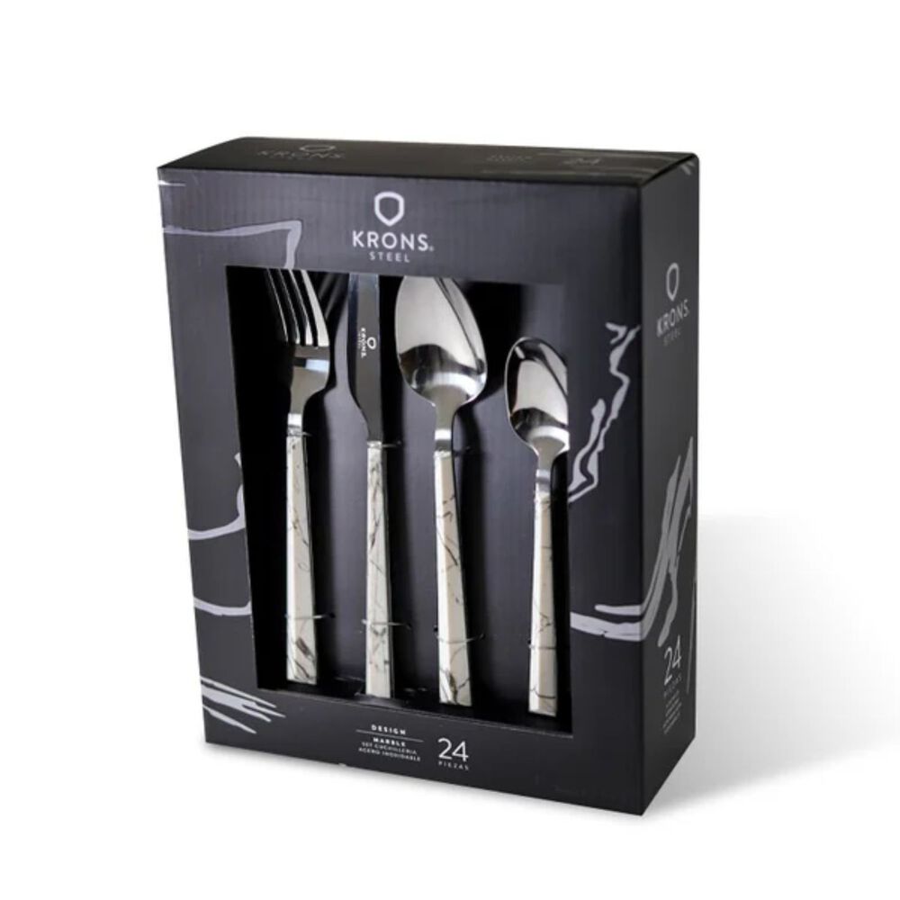 Set Cubiertos 24 Piezas Acero Inoxidable Marble Diseño image number 0.0
