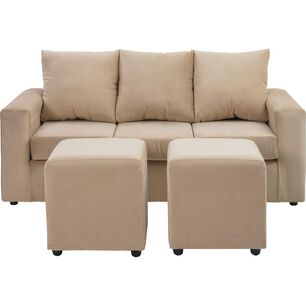Juego De Living Bodevir Kendy / 3 Cuerpos + 2 Pouf