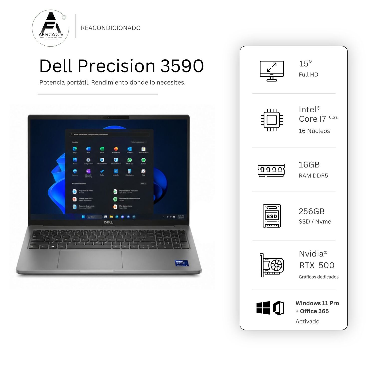 Notebook Dell 3590 Ultra 7 Npu/ai Boost 16gb 256gb Edición Exclusiva Win Office Reacondicionado
