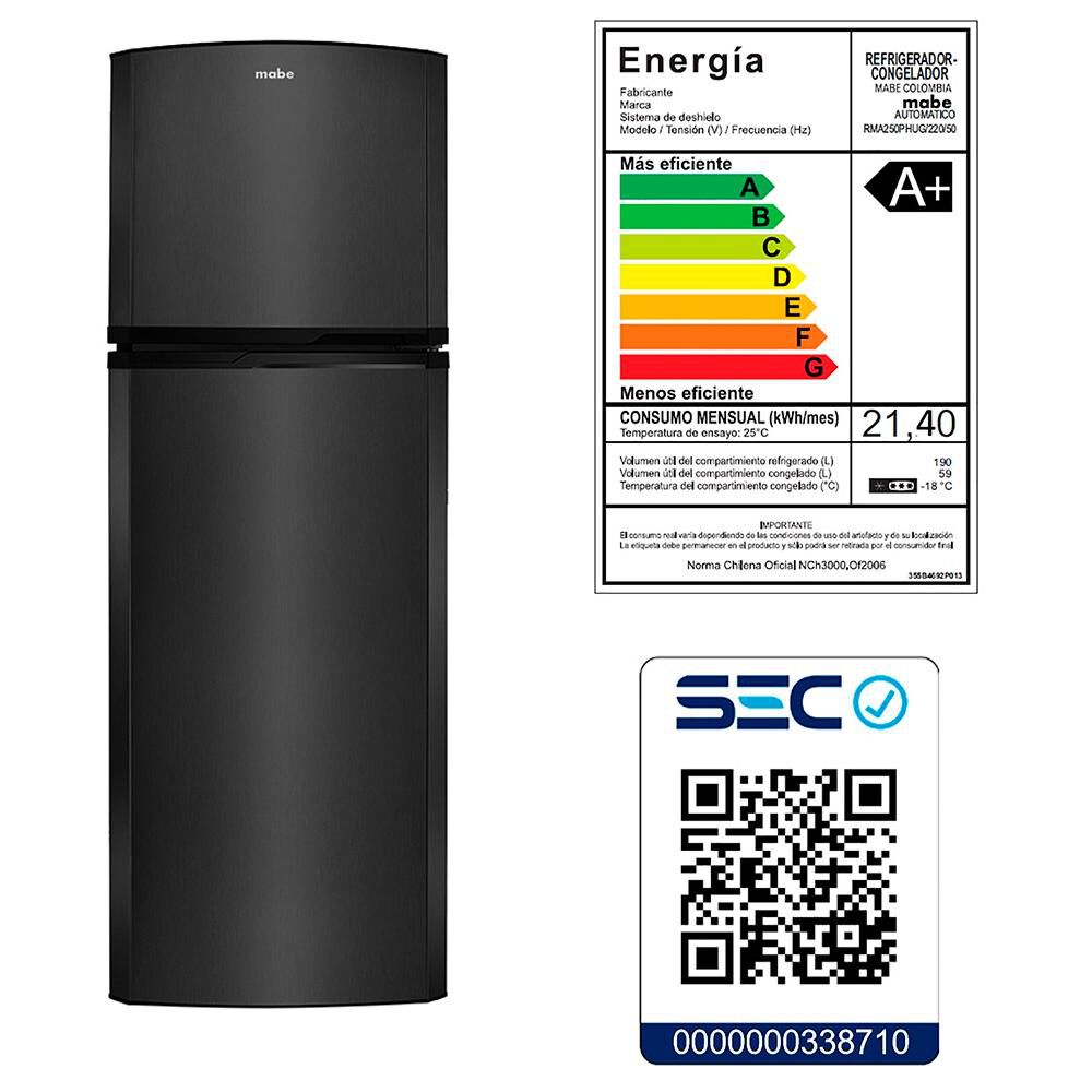 Refrigerador Top Freezer Mabe RMA250PHUG / No Frost / 250 Litros image number 4.0