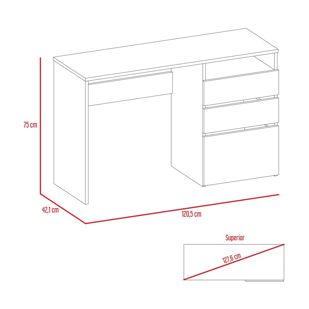 Escritorio 3 Cajones Fm-049n - Negro image number 8.0