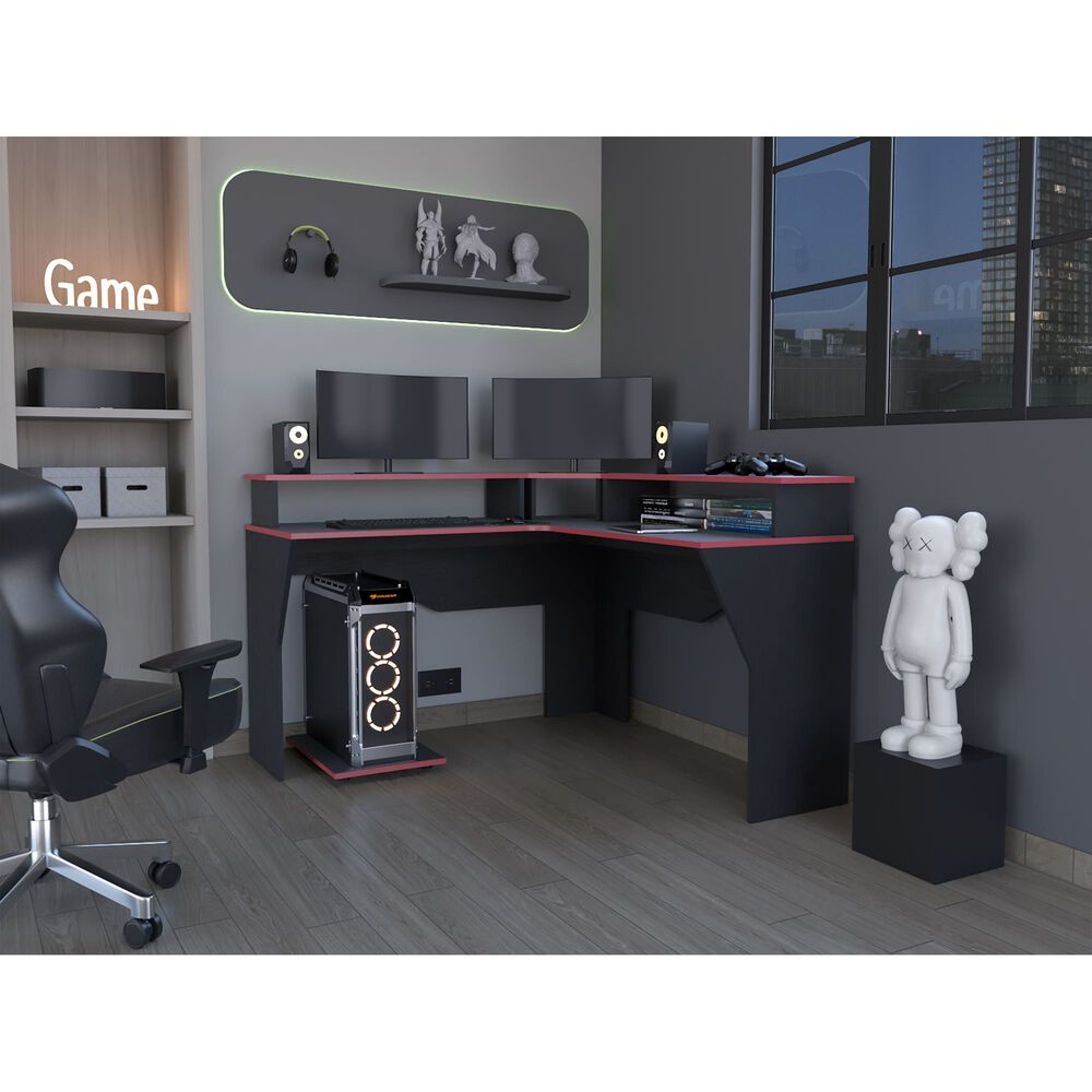 Escritorio Gamer Fm-046n - Negro Canto Rojo image number 4.0