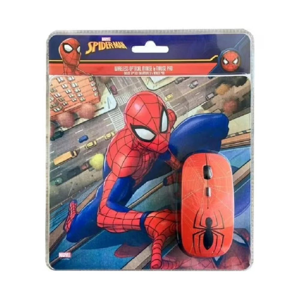Kit Mouse Inalambrico Usb 3b Rojo Y Mousepad Spider Man image number 3.0