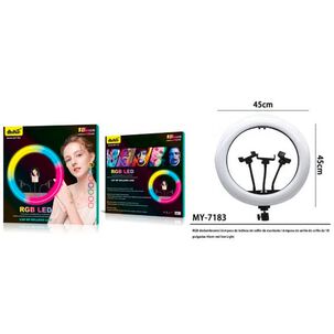 Aro De Luz Multicolor De 18 Pulgadas My-7183 Colores Ajustables