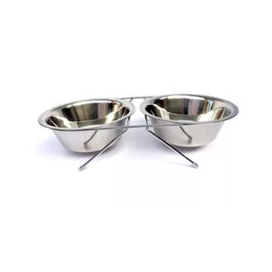 Set 2 Platos De Alimento Y Agua Para Mascotas Con Base Aluminio