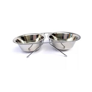 Set 2 Platos De Alimento Y Agua Para Mascotas Con Base Aluminio