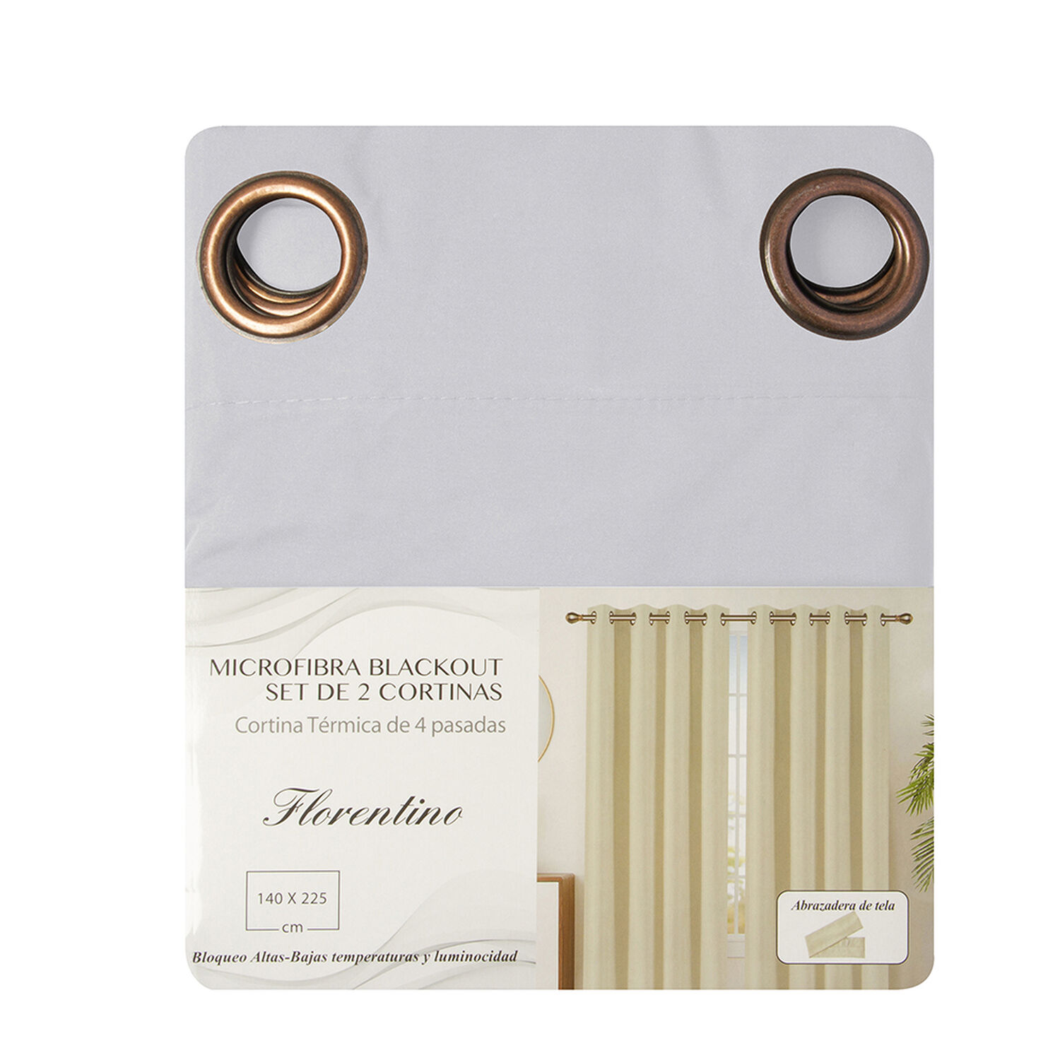 Set 2 Cortinas Bout Microfibra Blanco 140x225 image number 2.0