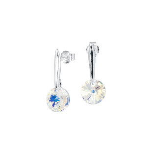 Aros Punto De Luz Plata Italiana 925 Y Cristal Genuino Aurora Boreal