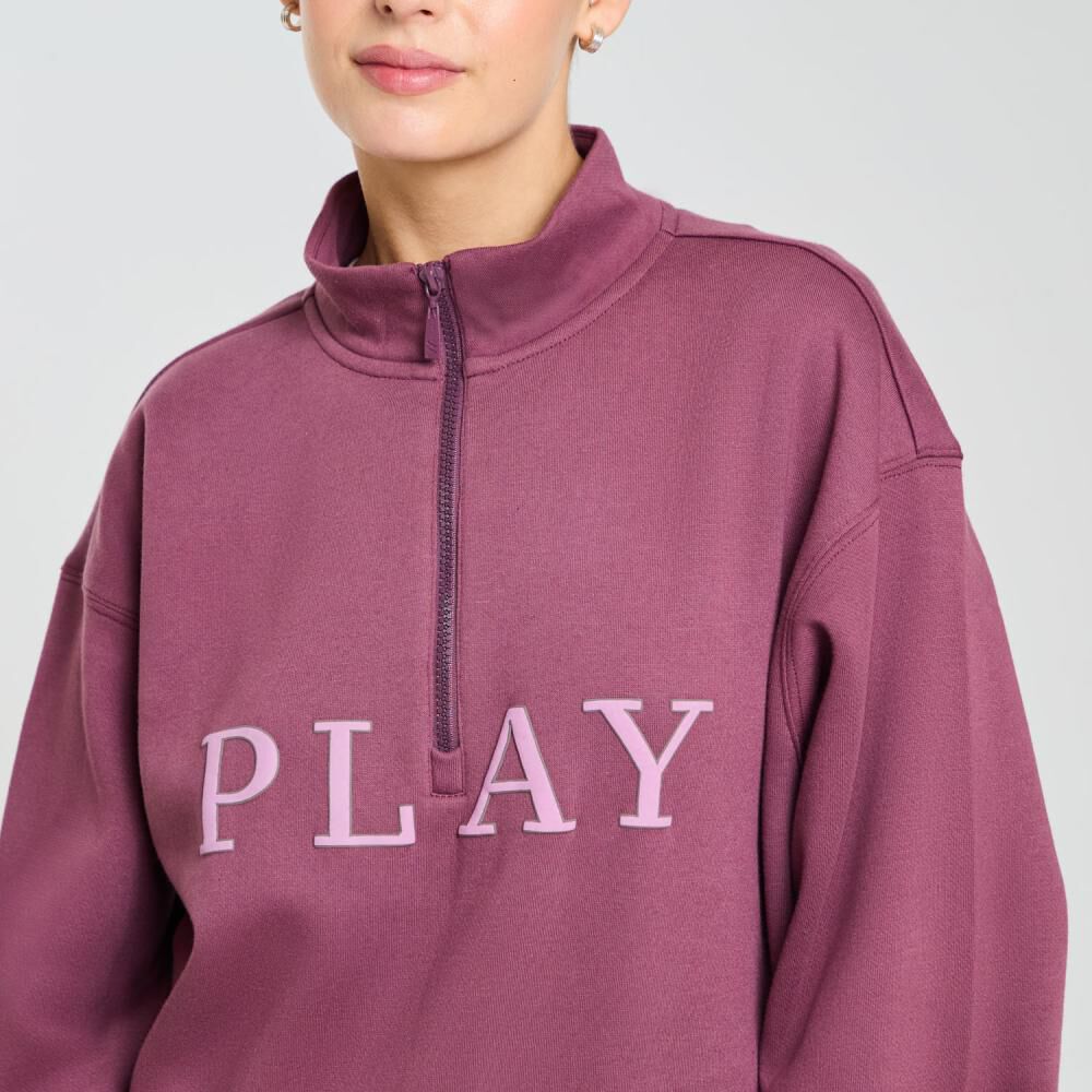 Polerón Deportivo Cuello Alto Medio Cierre Mujer Wetland image number 3.0