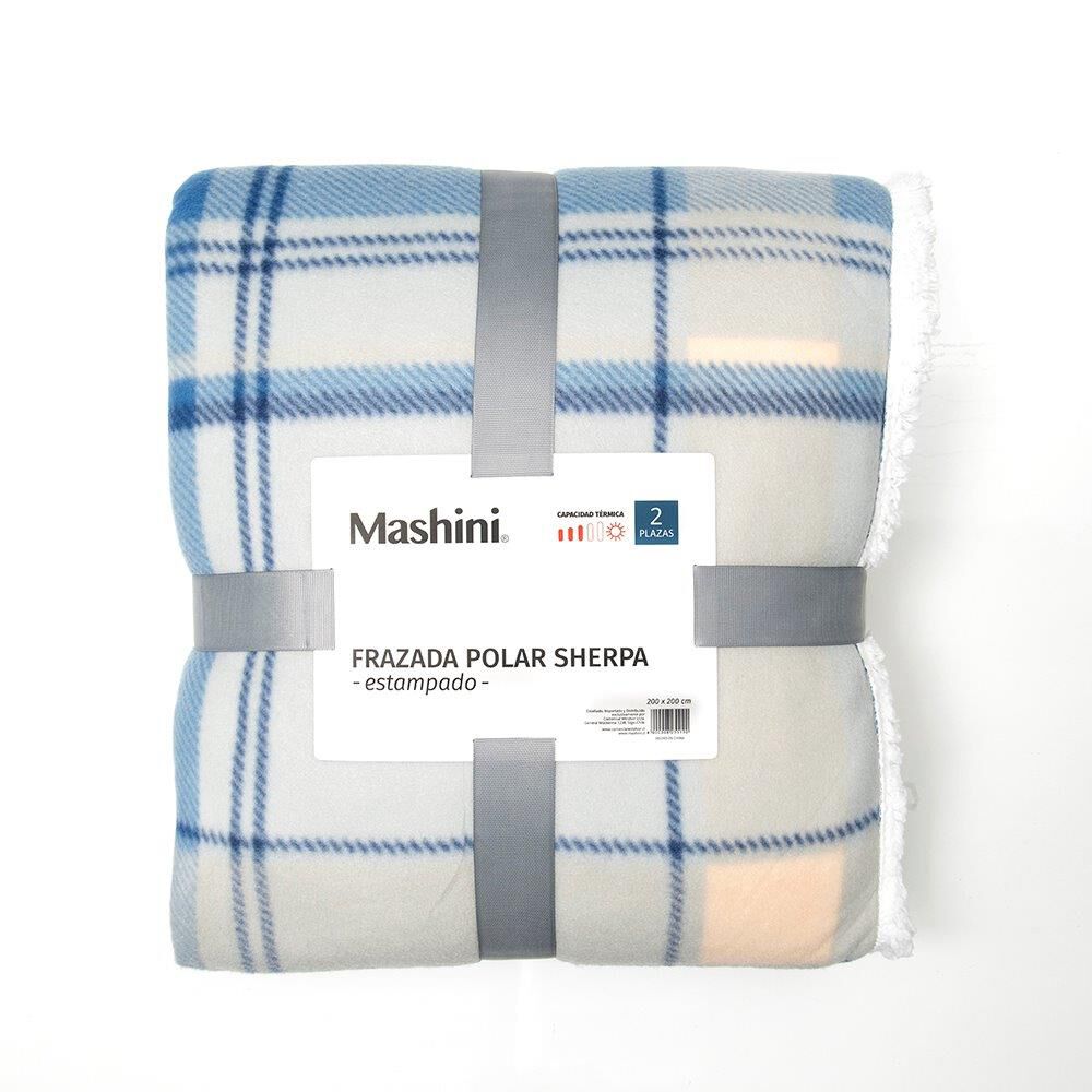 Frazada Polar-sherpa Estampada 2 Plazas Tartan Azul image number 2.0