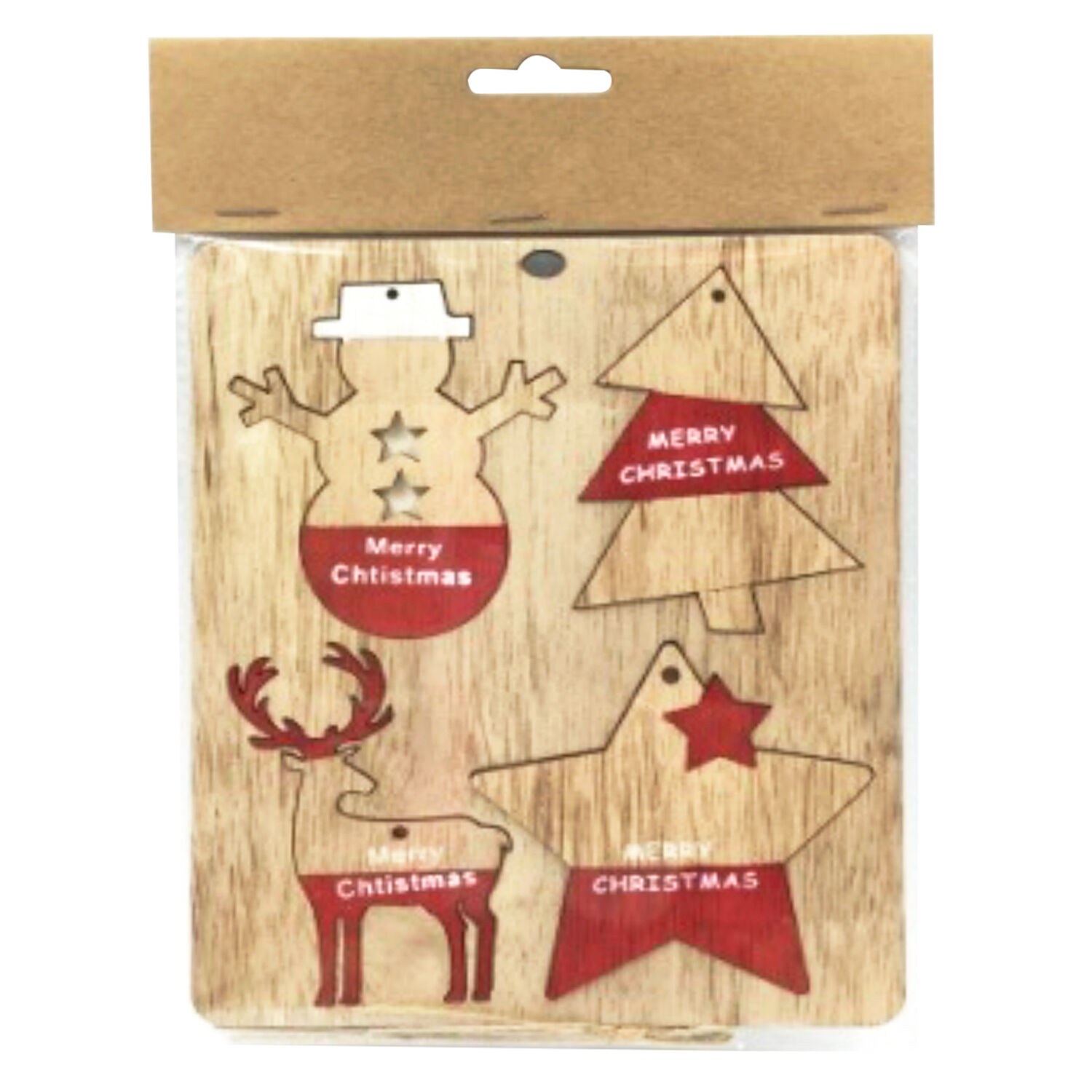 Set 4 Adorno Navidad Madera Big Party image number 0.0