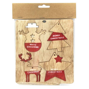 Set 4 Adorno Navidad Madera Big Party